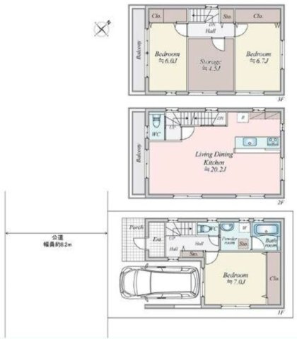 新在家南町2丁目の間取り|全室　南東に開口部有り　陽当り・通風良好