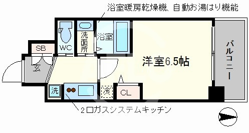 エステムコート難波Vブロードの間取り|エステムコート難波Ⅴブロード　開放感ある間取