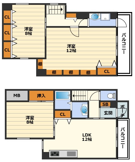 大阪市北区豊崎６丁目の一戸建ての間取り