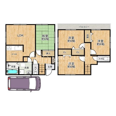 高見の里2　戸建の間取り|カースペースつきの4LDK