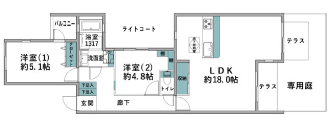 【間取り】 | ナイスステージ戸塚舞岡　専用庭付き/オートロック/新耐震