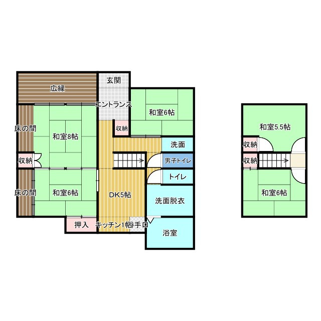 宇佐市大字住江　２階建　５DKの間取り
