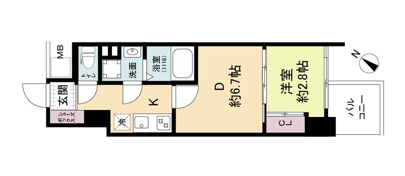 神戸市中央区中町通４丁目の賃貸マンションの間取り