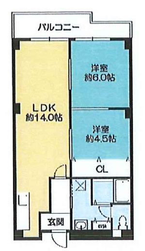神戸市東灘区岡本４丁目の賃貸マンションの間取り