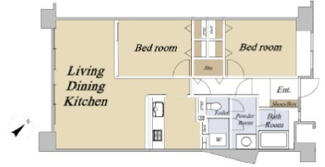 芦屋市翠ケ丘町の賃貸マンションの間取り