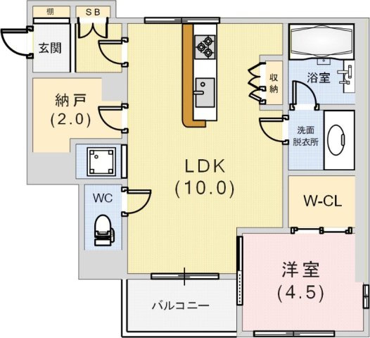 芦屋市親王塚町の賃貸マンションの間取り