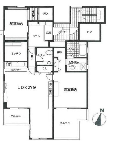 神戸市東灘区御影１丁目の賃貸マンションの間取り