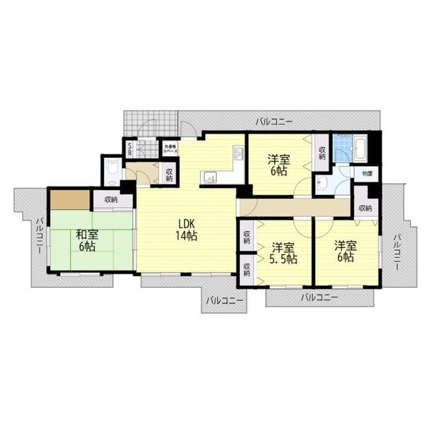 西宮市五月ケ丘の賃貸マンションの間取り