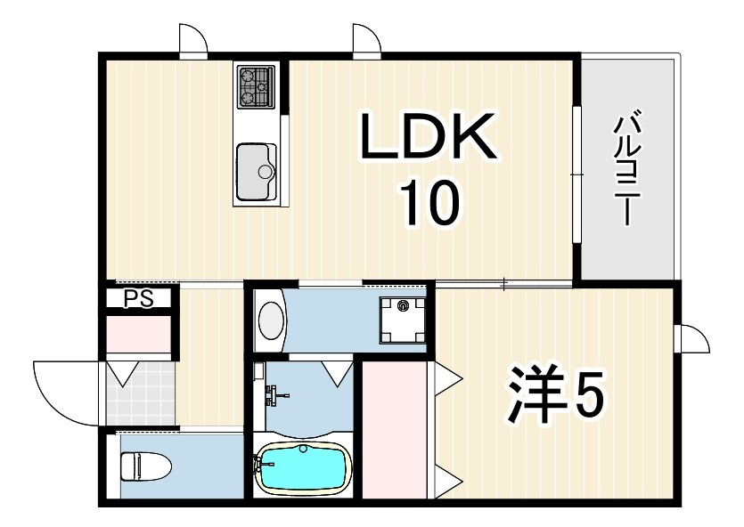 西宮市甲子園五番町の賃貸マンションの間取り