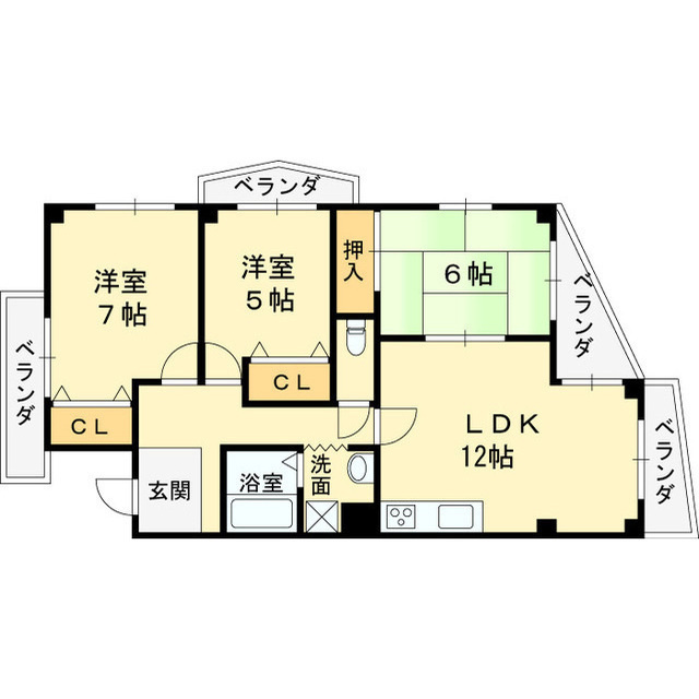 西宮市甲陽園本庄町の賃貸マンションの間取り