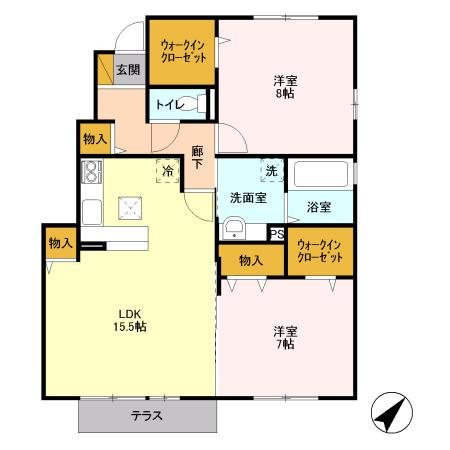 ヴィラージュ学園Aの間取り
