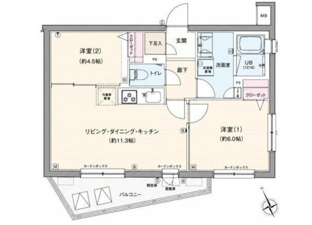 GENOVIA三軒茶屋greenveil　ペット相談　分譲賃貸　築浅の間取り