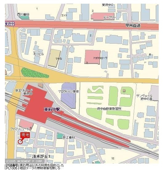 府中市清水が丘１丁目の賃貸マンションの地図