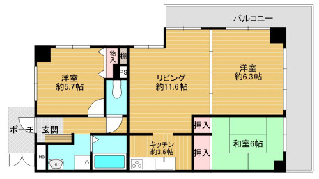 サザンヒルズ学園前の間取り