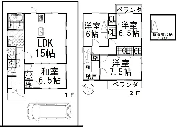 【間取り】 | 亀岡　篠町篠下西山　一戸建