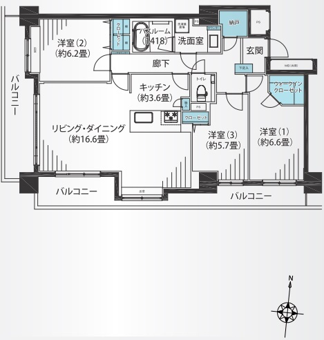 藤和シティホームズ清澄庭園の間取り