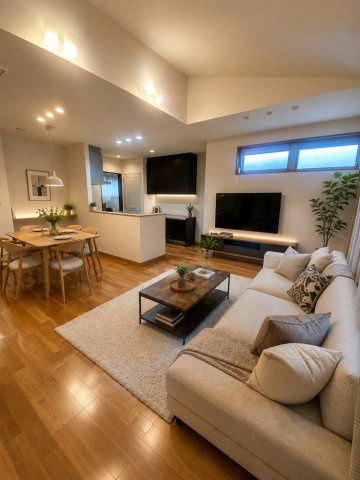 川口市坂下町2丁目　戸建ての居間・リビング|デジタルステージングをしております