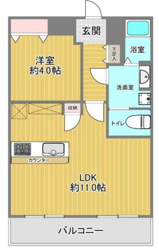 岡本グリーンハイツ　礼金0　ペット相談　デザイナーズの間取り