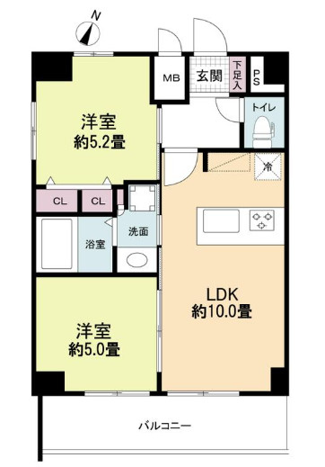 エス・キュート京町堀の間取り|エス・キュート京町堀(旧プレサンス京町堀サウス)　開放感のある間取り
