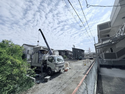 【外観】 | 沼津市沼北町1丁目 4期 新築建売 3号棟 | 現在建築中の外観画像です。ご内覧は同じメーカーの完成物件へご案内いたしますので、いつでもご相談ください！