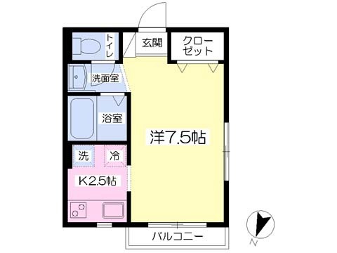 洋室7.5帖　バストイレ別