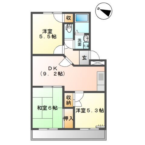 ＳｕｎＭａｔｅｓ福田（サンメイツ　フクダ）の間取り