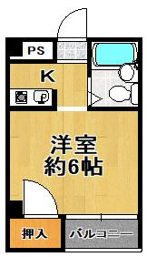 ベルコモンズ大正の間取り|★洋室６帖の１Ｋ★