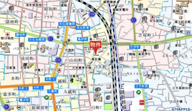 【中古マンション】高崎市高砂町　エクレール高崎　1306号室　２LDKの地図