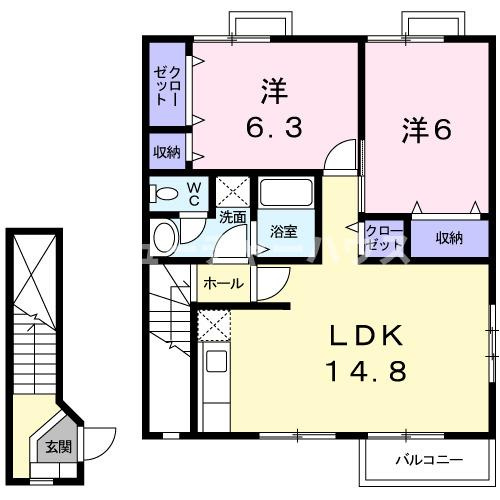 ドゥー　ベルジュ　Ａの間取り