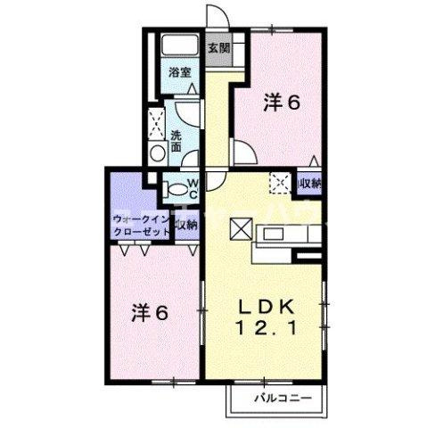 ドゥー　ベルジュＢの間取り