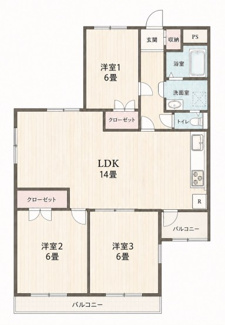 【間取り】 | 東難波ハイツ　角部屋リフォーム済 | ファミリー様にもおすすめの３LDKの間取りです♪