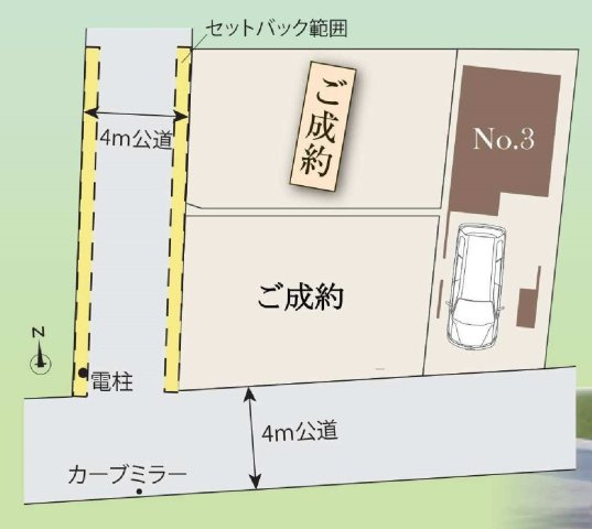 【横浜市瀬谷区本郷4丁目2-1全3棟新築戸建て】★仲介手数料無料★（瀬谷小学校・瀬谷中学校）の区画図