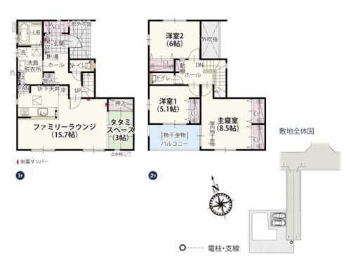 【間取り】 | リビング奥にはちょっと一息ついて休めるタタミスペースを設けました♪お子様が寝転びながら遊んだり、小上がりになっているので腰を掛けたり、ゆったりと過ごせるスペースです。