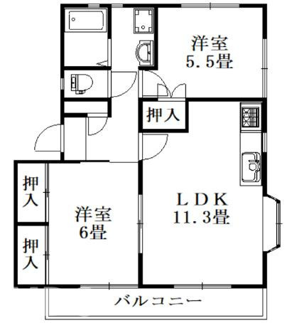 徳島市南沖洲１丁目のアパートの間取り