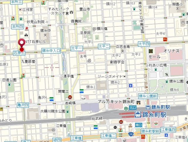 墨田区石原４丁目の賃貸マンションの地図|★案内図★