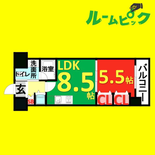 プラウランド堀田　名古屋市賃貸　仲介手数料無料の間取り