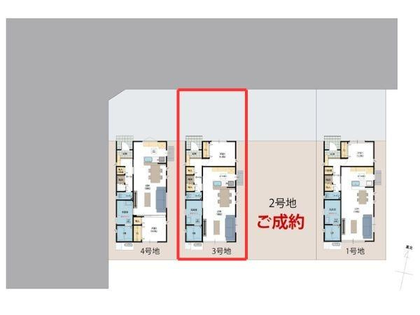 P-TELAS新栄町2　3号地の区画図|全体区画図です。図面と現況が異なる場合は現況を優先させていただきます。