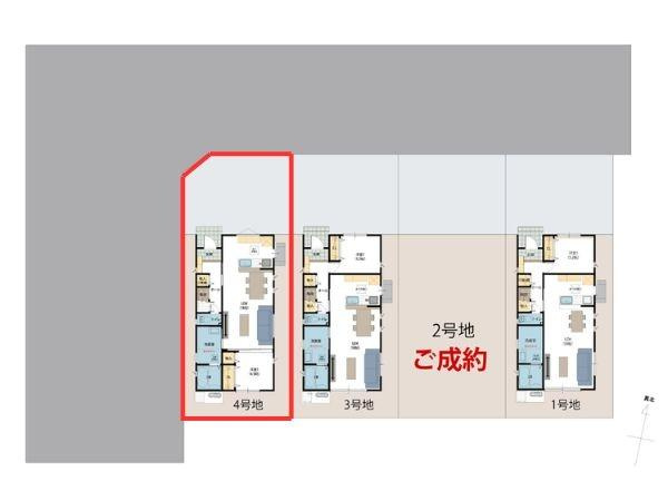 P-TELAS新栄町2　4号地の区画図|全体区画図です。図面と現況が異なる場合は現況を優先させていただきます。