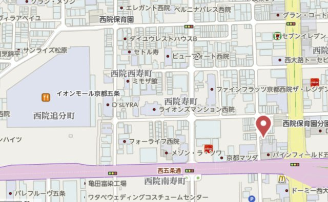 京都市右京区西院西高田町　建築条件付き土地の地図
