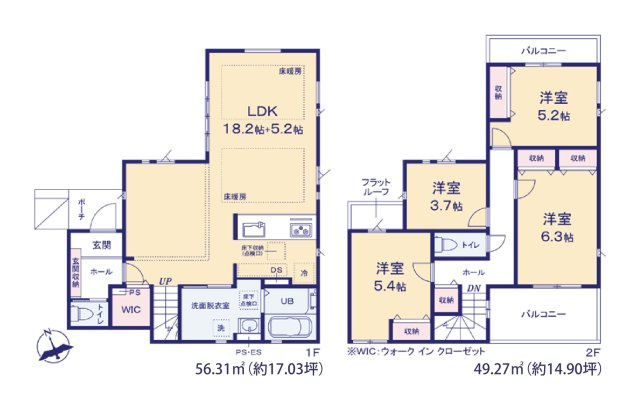 福岡市南区皿山3丁目第3-2棟（2号棟）の間取り