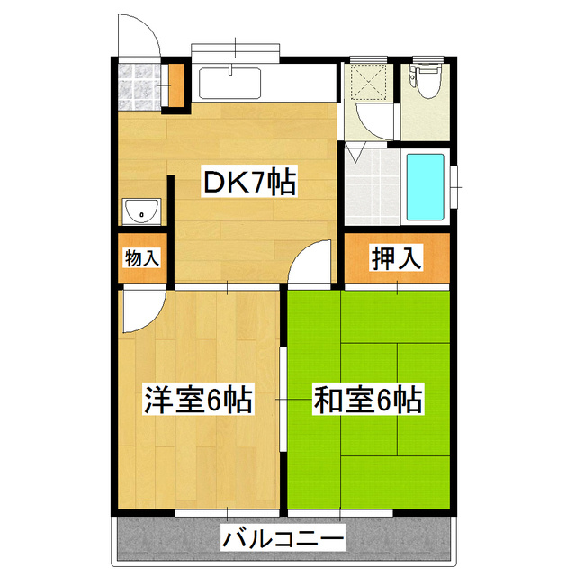 ＭＹハイム　Ａの間取り|便利な振り分けタイプです。