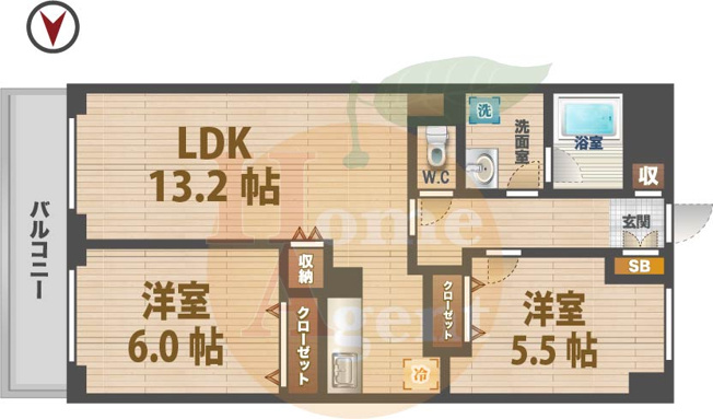【間取り】 | コーポ双葉 | 2LDKのお部屋です。