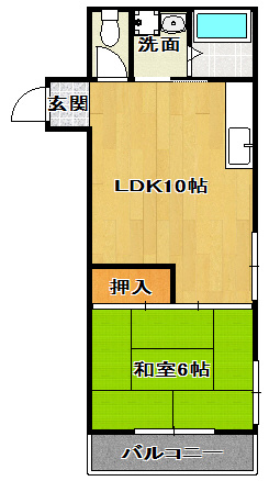 【間取り】 | 高橋ハイツ | 使いやすい１ＬＤＫです