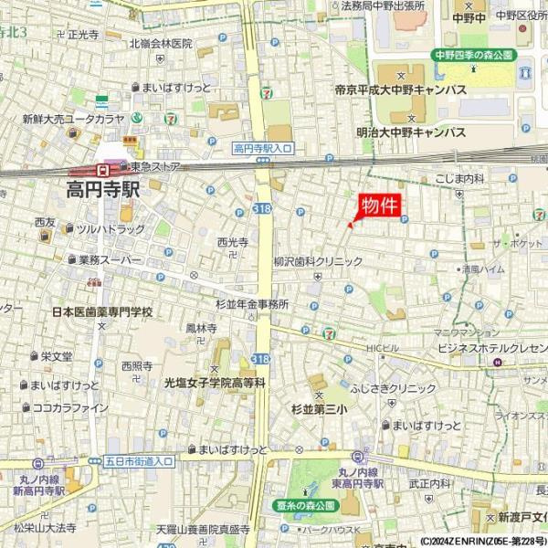 リヴェール高円寺の地図