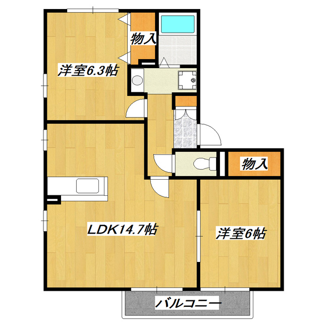 ドルフ・クレセントの間取り|振分タイプ！角部屋のお部屋です！