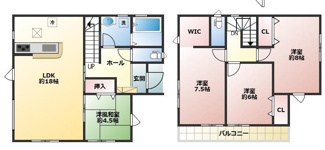 【間取り】 | 明石市魚住町清水　新築戸建 | 3180万円、4LDK+S（納戸）、土地面積140.64平米、建物面積101.84平米 ■全居室収納ありなのでお部屋がスッキリ片付きます♪※令和8年10月完成予定♪