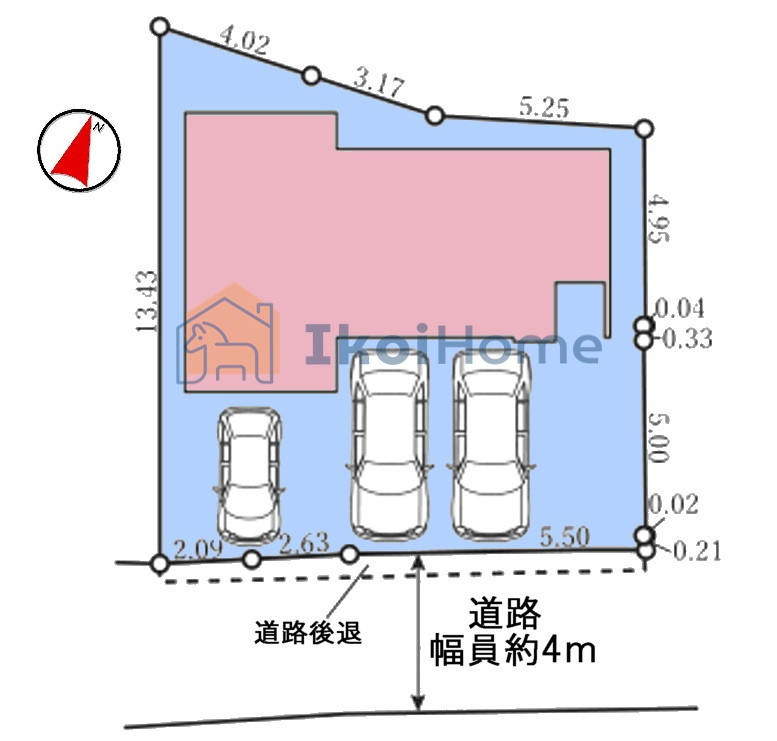 明石市大久保町大窪　新築戸建のエントランス|区画図になります。南向きで陽当り良好です。