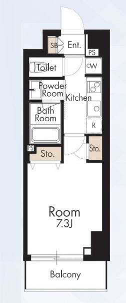 HY's flat 糀谷の間取り|北向きバルコニーの1K洋室7.3帖バストイレ別独立洗面台！