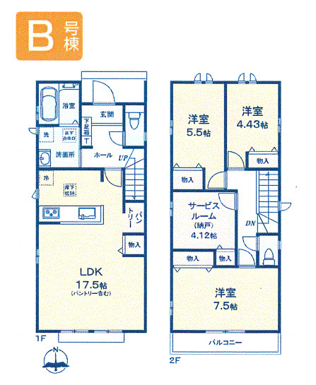 福生市南田園2丁目　新築戸建全2棟の間取り