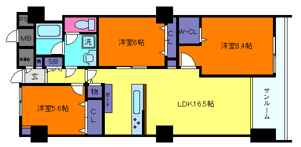 芦屋松浜ハイツの間取り
